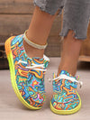 Colorful Comfort: Women's Rainbow Lace-Up Flat Casual Shoes for Halloween Parties