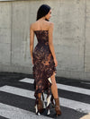 Boho Chic Tie-Dye Asymmetrical Hem Tube Dress with Knot Detail