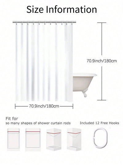 Elegant Botanical Leaf Print Shower Curtain - Mildew Resistant & Waterproof with Hooks