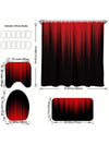 Chic Red and Black Gradient Bathroom Set: Shower Curtain, Rug, Toilet Seat Cover, Bath Mat - Perfect Home Tub Accessories