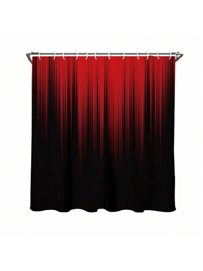 Chic Red and Black Gradient Bathroom Set: Shower Curtain, Rug, Toilet Seat Cover, Bath Mat - Perfect Home Tub Accessories