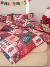 Sleigh Bells and Snowflakes: 3pc Christmas Polyester Printed Quilt Cover Set