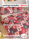 Sleigh Bells and Snowflakes: 3pc Christmas Polyester Printed Quilt Cover Set