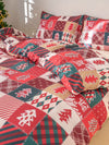 Sleigh Bells and Snowflakes: 3pc Christmas Polyester Printed Quilt Cover Set