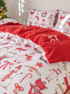 Festive Holiday Cheer: 3-Piece Christmas Polyester Printed Duvet Cover Set