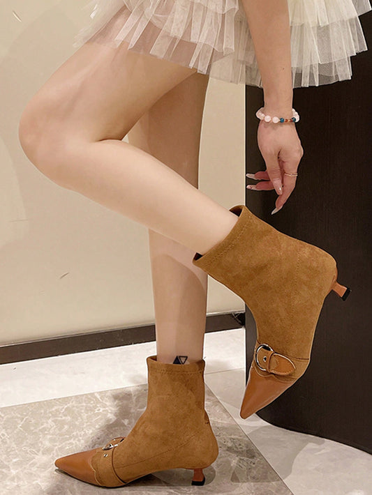 Vintage French Chic: Elegant Kitten Heel Ankle Boots for Women