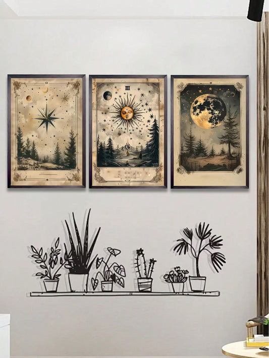 Cosmic Tarot Canvas Art: Mysterious Sky & Astrology-Inspired Wall Decor