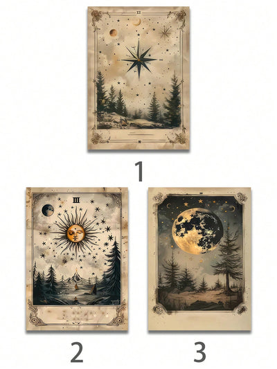 Cosmic Tarot Canvas Art: Mysterious Sky & Astrology-Inspired Wall Decor