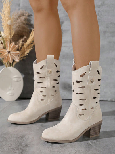 Embroidered Elegance: Women's British-Style Ankle Western Boots for Fall & Winter