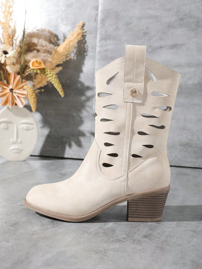 Embroidered Elegance: Women's British-Style Ankle Western Boots for Fall & Winter