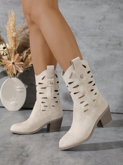 Embroidered Elegance: Women's British-Style Ankle Western Boots for Fall & Winter