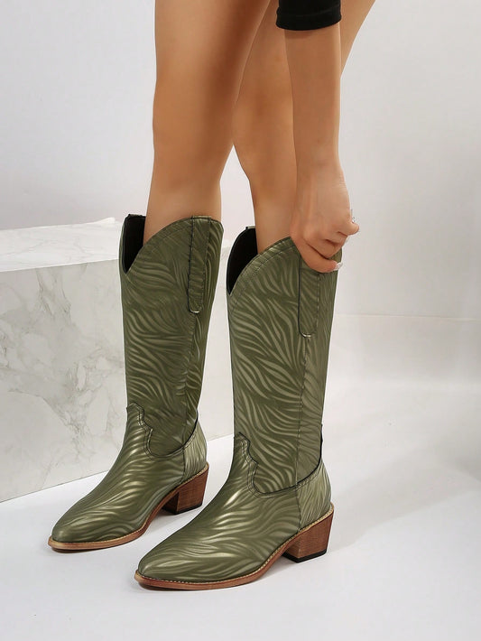 Wild West Chic: Pointed Toe Slip-On Cowboy Boots for Women