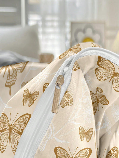 Whimsical Butterfly Print 3-Piece Duvet Cover Set - Soft & Breathable Bedding for All Seasons