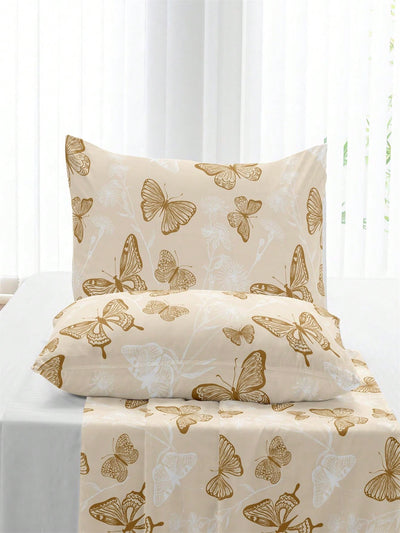 Whimsical Butterfly Print 3-Piece Duvet Cover Set - Soft & Breathable Bedding for All Seasons