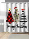 Festive Holiday Cheer: Waterproof Christmas Tree Shower Curtain with Hooks