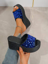 Blue and Purple Sequin Decor Wedge Sandals: Summer Style Statement