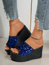 Blue and Purple Sequin Decor Wedge Sandals: Summer Style Statement