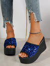 Blue and Purple Sequin Decor Wedge Sandals: Summer Style Statement