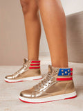 Patriotic lightweight sneakers with blue stars and red stripe accents