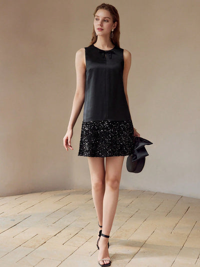 Sparkling Bow Front Mini Dress: Shine Bright at Your Next Event