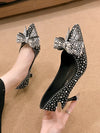 Shimmer & Shine: Holographic Pearl Bow Pointed-Toe Mini High Heels