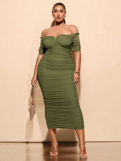 Chic & Stylish Plus Size One-Shoulder Midi Dress for Effortless Summer Elegance