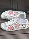 Festive Comfort: Women's Christmas Plaid & Star Print Canvas Sneakers