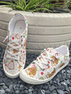 Festive Comfort: Women's Christmas Plaid & Star Print Canvas Sneakers