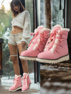 Pink Mid-Calf Snow Boots for Women - Stylish, Warm, Fleece-Lined, and Non-Slip Platform Design