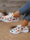 Trendy Country Vibes: New Floral Print Thick Sole Canvas Sneakers