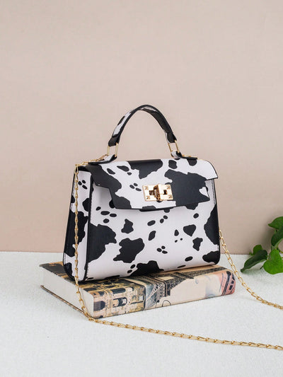 Multicolored Trendy Printed Chain Strap Small Square Crossbody Bag