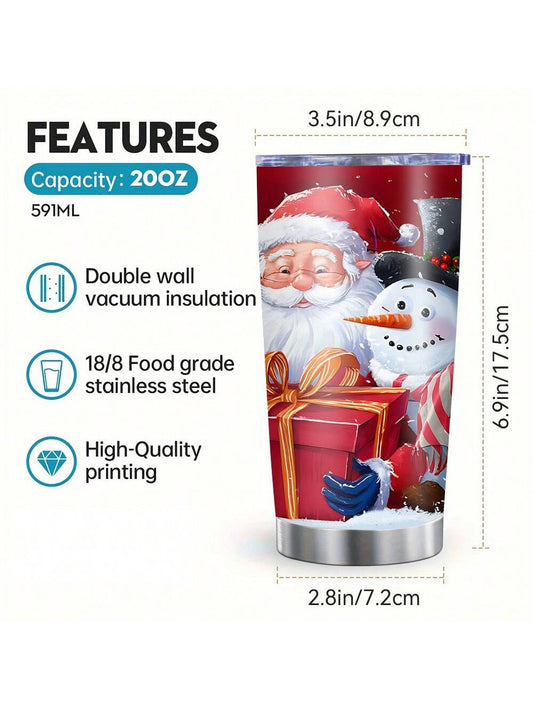 Festive Santa Claus Insulated Tumbler - 20oz Stainless Steel Travel Mug for Holiday Cheer