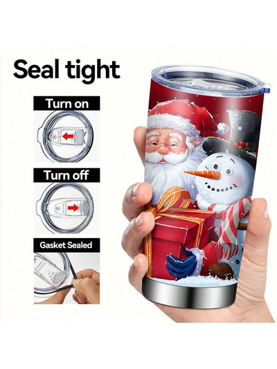 Festive Santa Claus Insulated Tumbler - 20oz Stainless Steel Travel Mug for Holiday Cheer