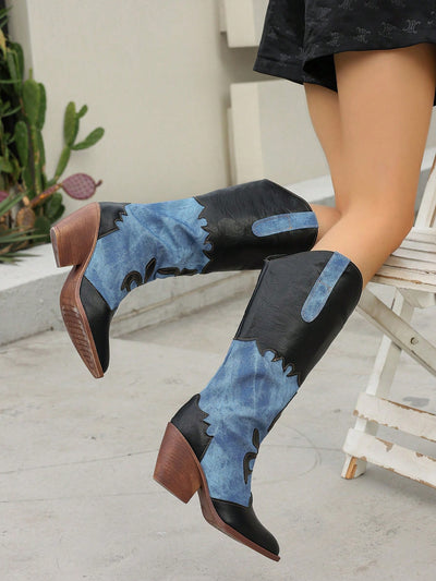 Chic Mid-Calf Western Boots with High Heel - Perfect for Autumn & Winter Adventures