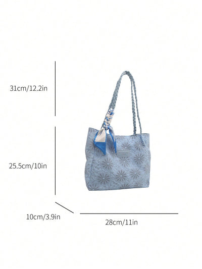 Chic All-Season Large Capacity Printed Shoulder Tote Bag for Fashionable Commuters