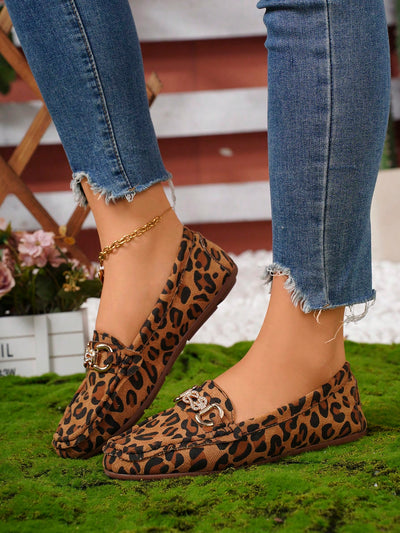 Leopard Print Rhinestone Loafer Moccasins: Comfort and Style in One