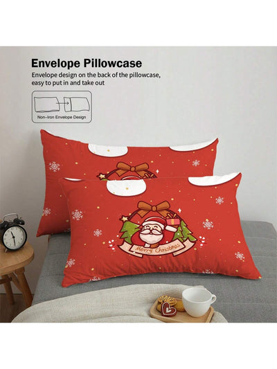 Cozy Christmas Cheer: 3-Piece Santa Claus Bedding Set for All Seasons