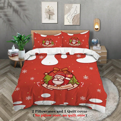 Cozy Christmas Cheer: 3-Piece Santa Claus Bedding Set for All Seasons