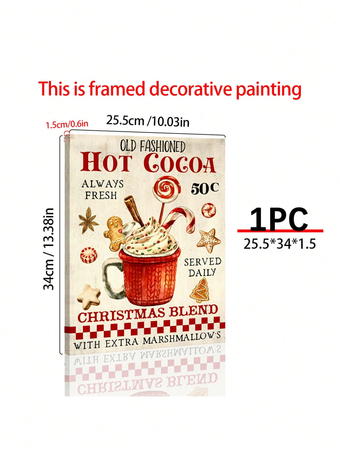 Discover the joy of the holiday season with this festive Christmas Hot Cocoa Decorative Poster. Perfect for kitchens, this unique wall art decor will add a touch of warmth and cheer to any space. Celebrate the season and indulge in the coziness of hot cocoa with this charming poster.