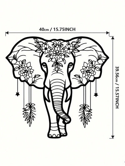 Boho Floral Iron Elephant Wall Art - Unique Home Decor for a Touch of Elegance