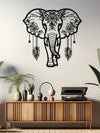 Boho Floral Iron Elephant Wall Art - Unique Home Decor for a Touch of Elegance