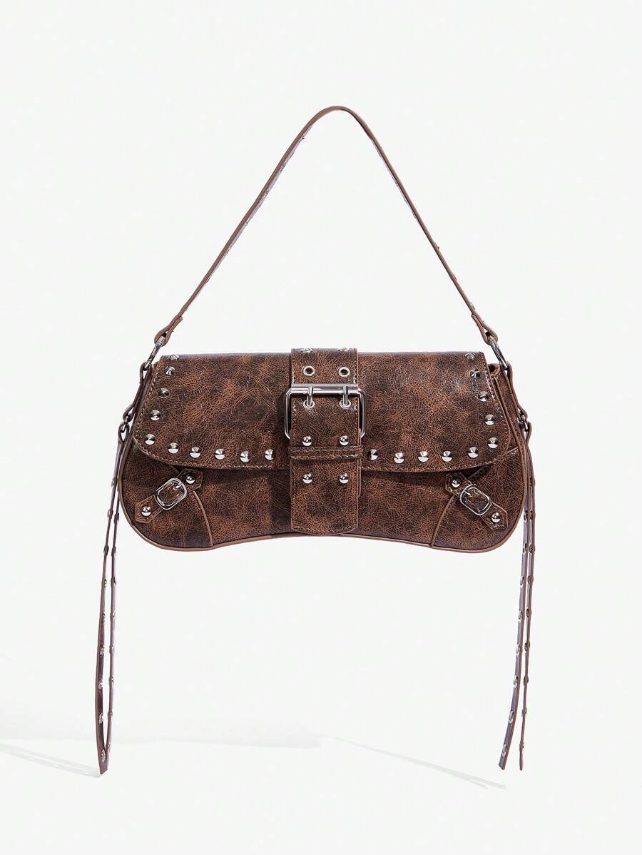 Studded baguette shoulder bag product view 34