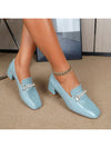 Chic Pearl-Accented Chunky Heel Loafer Flats for All Seasons