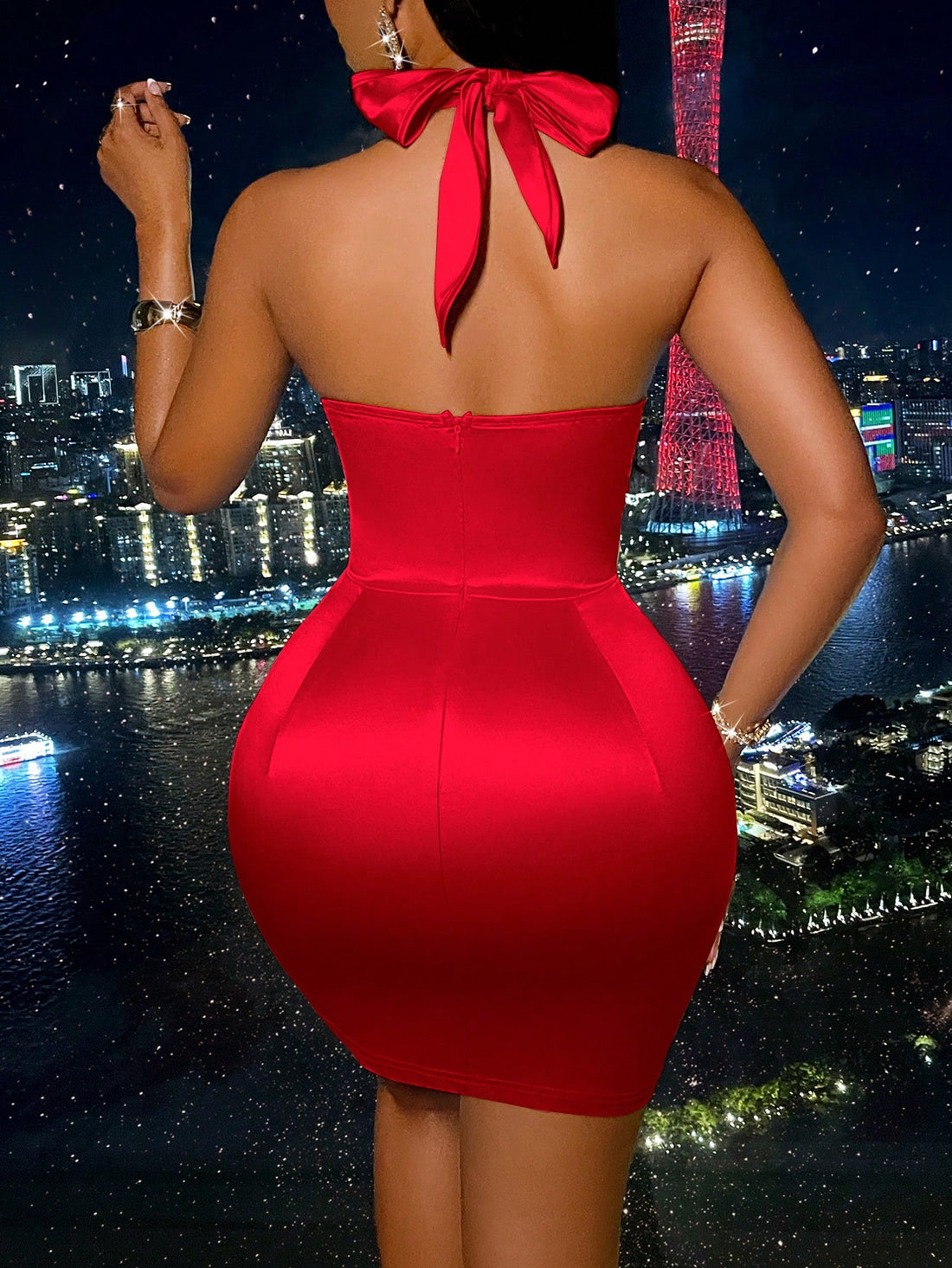 Effortless elegance is at your fingertips with our V-neck hanging neck tie cross boiled dress. This versatile and stylish dress will elevate any outfit with its flattering cut and trendy tie design. Look effortlessly chic and sophisticated with our dress that is perfect for any occasion.