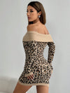 Chic and Sassy: Off-Shoulder Leopard Print Sweater Dress