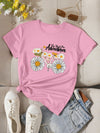 Chic Daisy Flower Letter Printed T-Shirt for Effortless Style