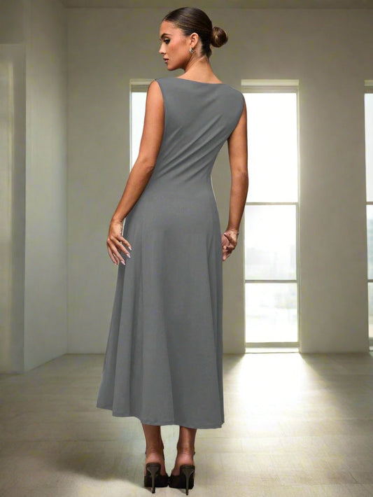 Elegant Summer Maxi Dress: Asymmetric Hem Sleeveless Style for Women