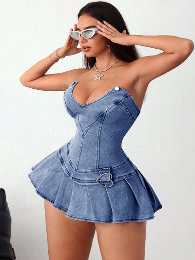 Women's Pleated Denim Cami Dress - Perfect for Summer Style