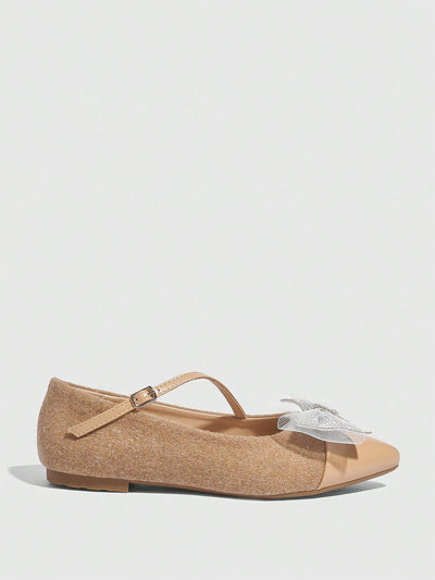 Chic & Cozy: Pointed Toe Apricot Bow Slip-On Flats for Everyday Elegance