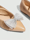 Chic & Cozy: Pointed Toe Apricot Bow Slip-On Flats for Everyday Elegance